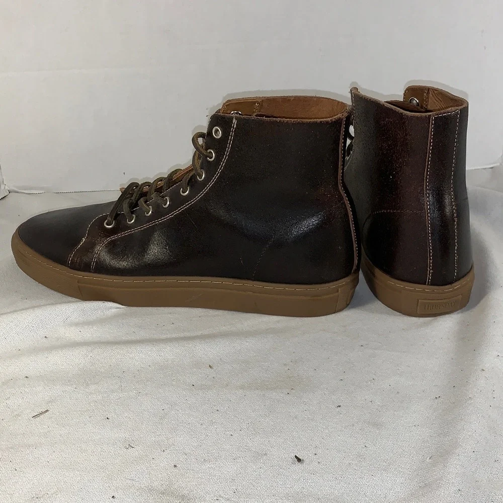 Thursday Boot Company Men's Brown Leather High-Top Sneakers with Gum Sole